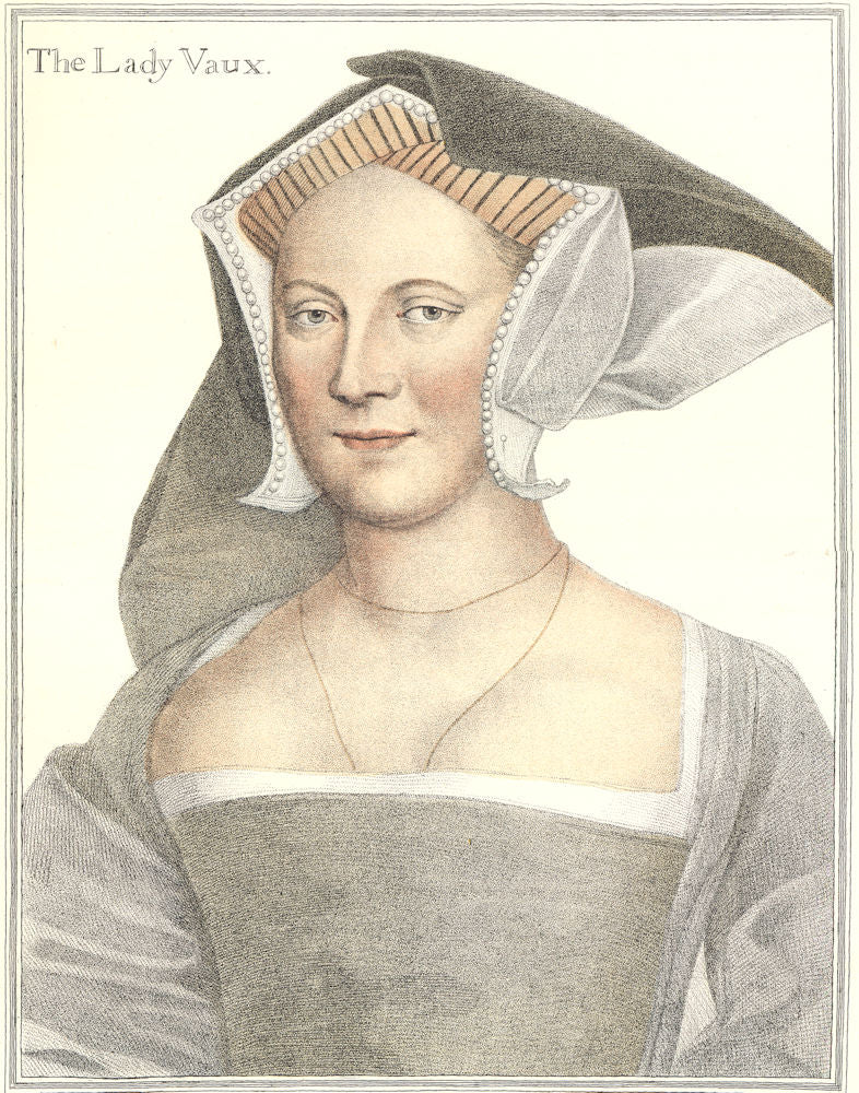 Elizabeth, The Lady Vaux by Bartolozzi after Holbein. Henry VIII's court 1884